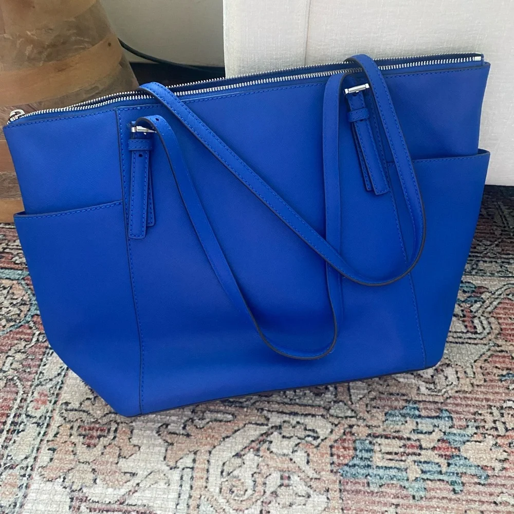 Michael Kors Jet Set Travel Saffiano Leather Tote — Cobalt Blue with dust bag - Picture 2 of 5